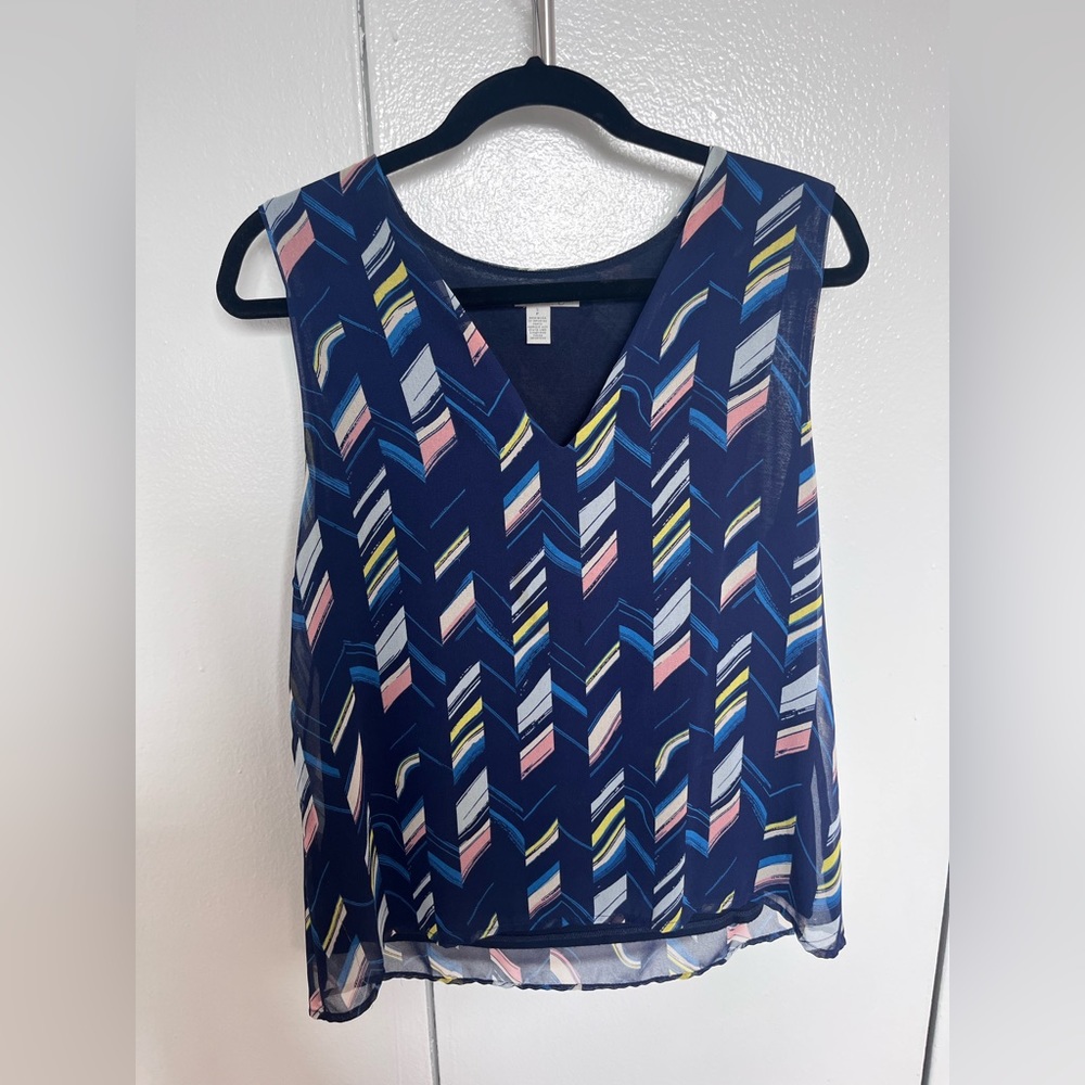 Halogen blue patterned tank top